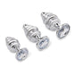 Gemsations 3 pc 2.95" & 3.25" & 3.7" Ripple Bling Bling Metal Butt Plug Training Set - Silver