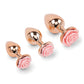 Gemsations 3 pc 2.75" & 3.15" & 3.7" Rose Metal Butt Plug Training Set - Rose Gold