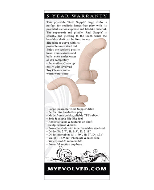 Evolved Supple Realistic Dildo | Poseable 9.5" Big Dildo | Large Suction Cup Dildo