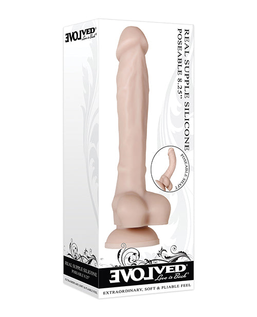 Evolved Real Supple Realistic Dildo | Silicone Dildo | Poseable 8.25” Big Dildo | Suction Cup Dildo