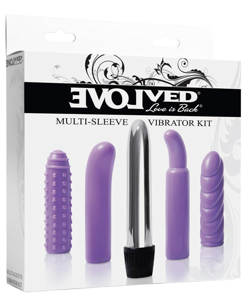 Evolved Multi Sleeve Vibrator Kit | 4 Textured Sleeves & Bullet Vibrator | Purple G Spot Vibrator