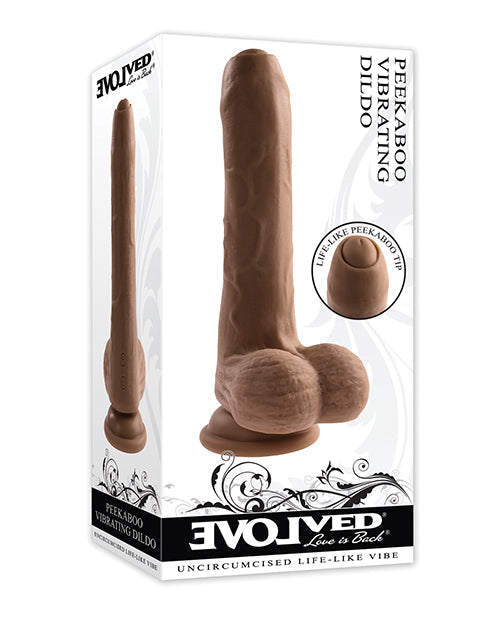 Evolved Peek A Boo Big Dildo | 10-Speed Vibrating Dildo | Dark Suction Cup Dildo