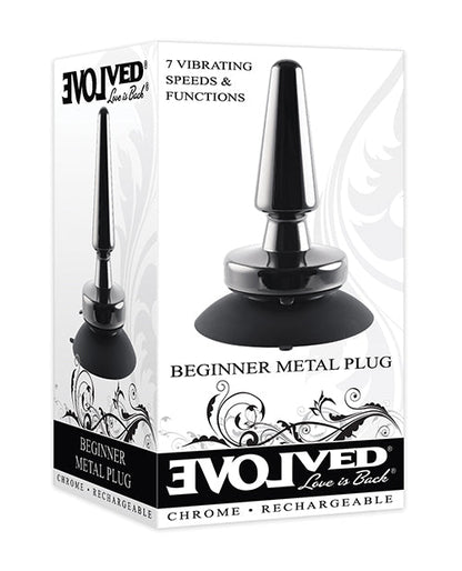 Evolved Beginner Vibrating Rechargeable Metal Plug - Black