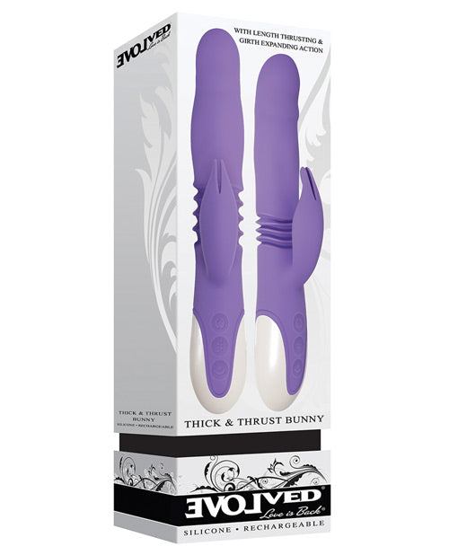 Evolved Thick Thrusting Vibrator | Bunny Dual Stim Waterproof Rechargeable Purple | Best Vibrator for Women