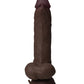 Shaft Flexskin Realistic Dildo | Curved Mahogany Dildo | 9.5" Big Dildo | Vibrating Dildo with Balls