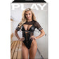 Play Go Deep Lace-up Bodysuit w/Mesh Jersey Shrug - Black L/XL