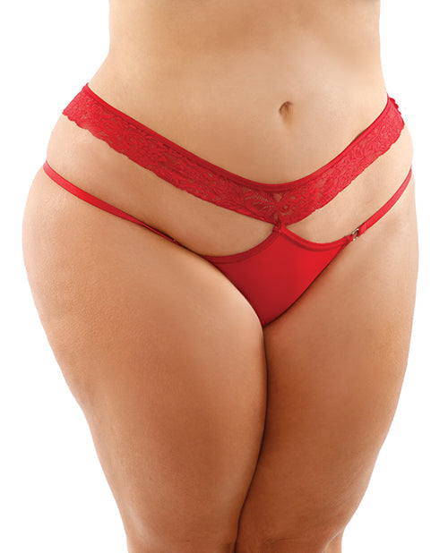 Bottoms Up Ren Microfiber Bikini Panty w/Lace Waist Red QN