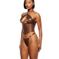 Liquid Metal Metallic Mesh Bustier w/G-String 2 pc Set - Metallic Copper LG