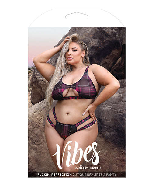 Vibes Fuckin' Perfection Cutout Bralette & Panty Black/Pink QN