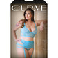 Curve Keira Criss Cross Bralette, Garter Belt & Panty Blue 1X/2X