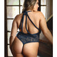 Curve Cara Stretch Lace Teddy w/Snap Crotch Ink Blue 1X/2X