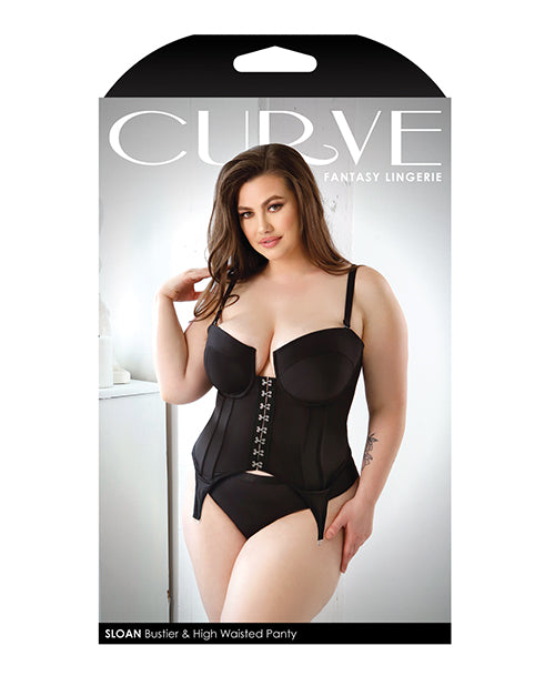 Curve Sloan Cropped Bustier Top & Panty Black 1X/2X