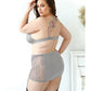 Curve Layne Lace & Microfiber Bralette w/Garter Skirt & G-String Gray 1X/2X