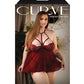 Curve Andi Caged Halter Babydoll w/Panty Garnet 3X/4X