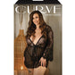 Curve Carrie Lace & Mesh Robe & Panty Black 1X/2X