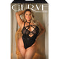 Curve Krista Lace Strappy Teddy w/Adjustable Back Straps Black 3X/4X