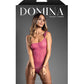 Domina One-Shoulder Sheer Mesh Teddy w/Rope Cuffs - Pink S/M