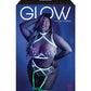 Glow Black Light Embroidered Harness Bra, Leg Garterbelt & G-String Neon Chartreuse QN