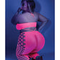 Glow Black Light Cropped Cutout Halter Bodystocking Neon Pink QN