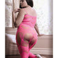 Sheer Fantasy To the Moon Multi Garter Bodystocking Neon Pink QN