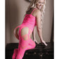 Sheer Fantasy To the Moon Multi Garter Bodystocking Neon Pink O/S