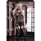 Sheer Fantasy High Society Halter Dress w/Attached Gartered Stockings Black O/S