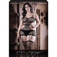 Fantasy Sheer Power Moves Cutout Net Dress w/Attached Garter Stockings Black QN