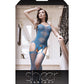 Sheer Sky is the Limit Opaque Gartered Bodystocking Blue O/S