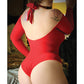 Vixen Havana Nights Long Sleeve Bodysuit w/Snap Closure Red QN