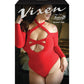 Vixen Havana Nights Long Sleeve Bodysuit w/Snap Closure Red QN