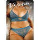 Vixen Teal Me About it Scalloped Lace Bralette w/Panty Teal QN