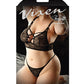 Vixen Call Me Yours Lace Bralette w/Grommet Detail & Panty Black QN