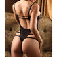 Vixen Next Level Strappy Crotchless Teddy w/Lace Underwire Cups Black O/S