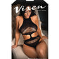 Vixen Nothing On You Seamless Cut-Out Teddy w/Removable Chain Accents - Black O/S