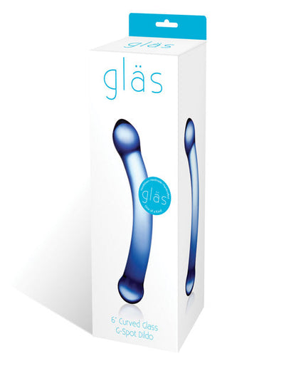 Glas 6" Big Dildo | Curved G-Spot Glass Dildo | Blue Realistic Hot Cold Dildo