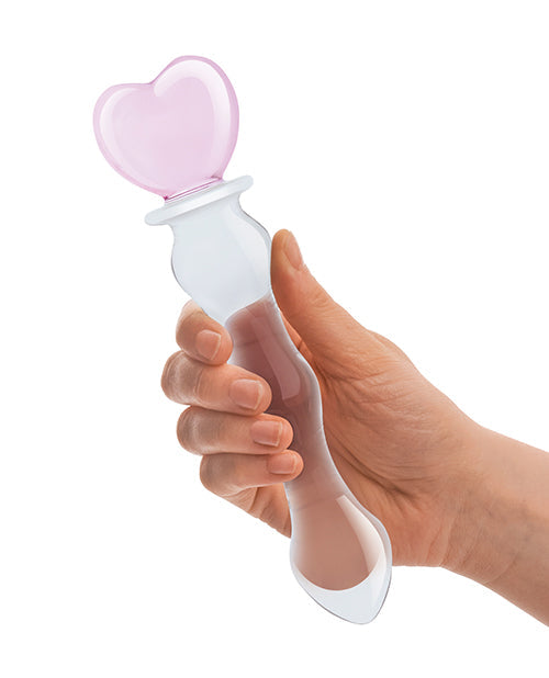 Glas 8" Big Dildo | Sweetheart Glass Dildo | Clear Pink Dildo | Heart Realistic Dildo | Large Dildo