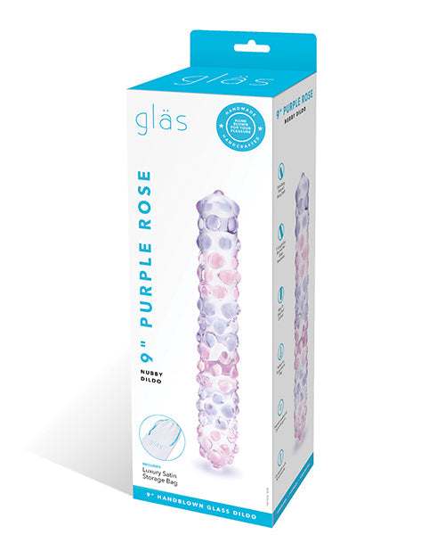 Glas 9" Big Dildo | Rose Purple Pink Dildo | Nubby Glass Dildo | Realistic Dildo | Large Dildo