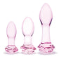 Glas 3 pc Rosebud Butt Plug Set - Pink