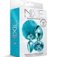 Nixie Metal Butt Plug Set w/Jewel Inlaid & Pom Pom - Blue Metallic