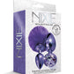 Nixie Metal Butt Plug Set w/Jewel Inlaid & Pom Pom - Purple Metallic