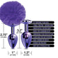 Nixie Metal Butt Plug Set w/Jewel Inlaid & Pom Pom - Purple Metallic