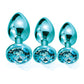 Nixie Metal Butt Plug Trainer Set w/Inlaid Jewel - Blue Metallic