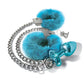 Nixie Metal Butt Plug w/Inlaid Jewel & Fur Cuff Set - Blue Metallic