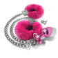 Nixie Metal Butt Plug w/Inlaid Jewel & Fur Cuff Set - Pink Metallic