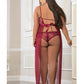 Empire Waist Laced Sheer Long Dress & Panty Mulled Wine QN