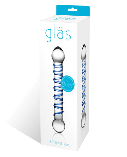 Glas 6.5" Big Dildo | Spiral Realistic Dildo | Blue Spiral Glass Dildo | Body-Safe Hot Cold Dildo