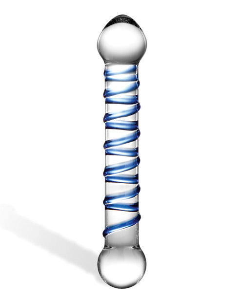 Glas 6.5" Big Dildo | Spiral Realistic Dildo | Blue Spiral Glass Dildo | Body-Safe Hot Cold Dildo