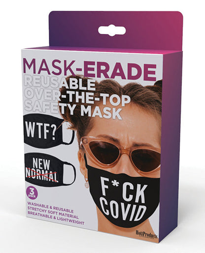 Hott Products Mask-erade Masks - F Covid/WTF?/New Normal X Pack of 3