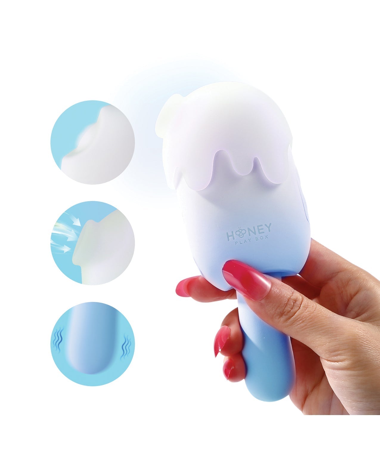 Bite Me Sucking, Tapping & Vibrating Cream Pop Stimulator - Blue/White