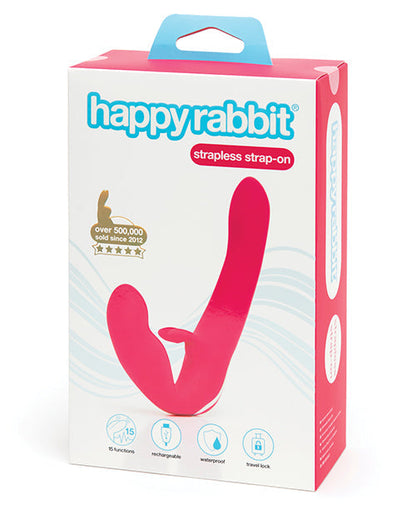 Happy Rabbit Vibrator | Strapless Strap On Dildo | Pink G Spot Vibrator | Clit Vibrator | 15-Mode Best Vibrator for Women